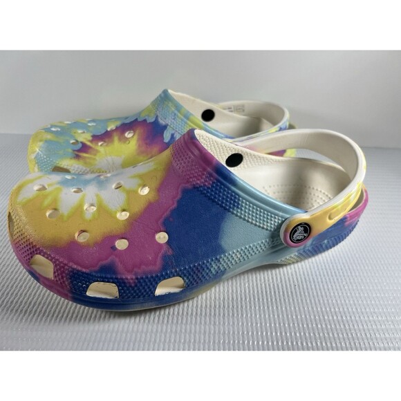 CROCS Classic Tie Dye Adult Clogs Men-8; Women-10 Casual Water Sandals Multi - Picture 3 of 6